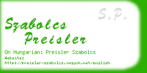 szabolcs preisler business card